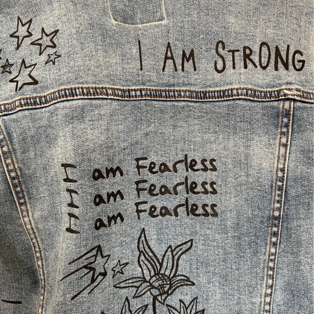 Medium Denim Jacket With Graffiti - image 5